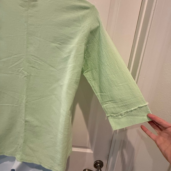 Palm Grove Linen Mint Green Women's Top size PL - Picture 3 of 7